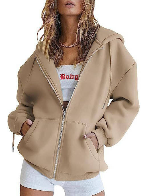Women's Zip Up Hoodies, 2026 Oversized Sweatshirt, Spring Fall Layering Jacket with Pockets, Casual Track Outfit, Cozy Fleece Winter Clothes