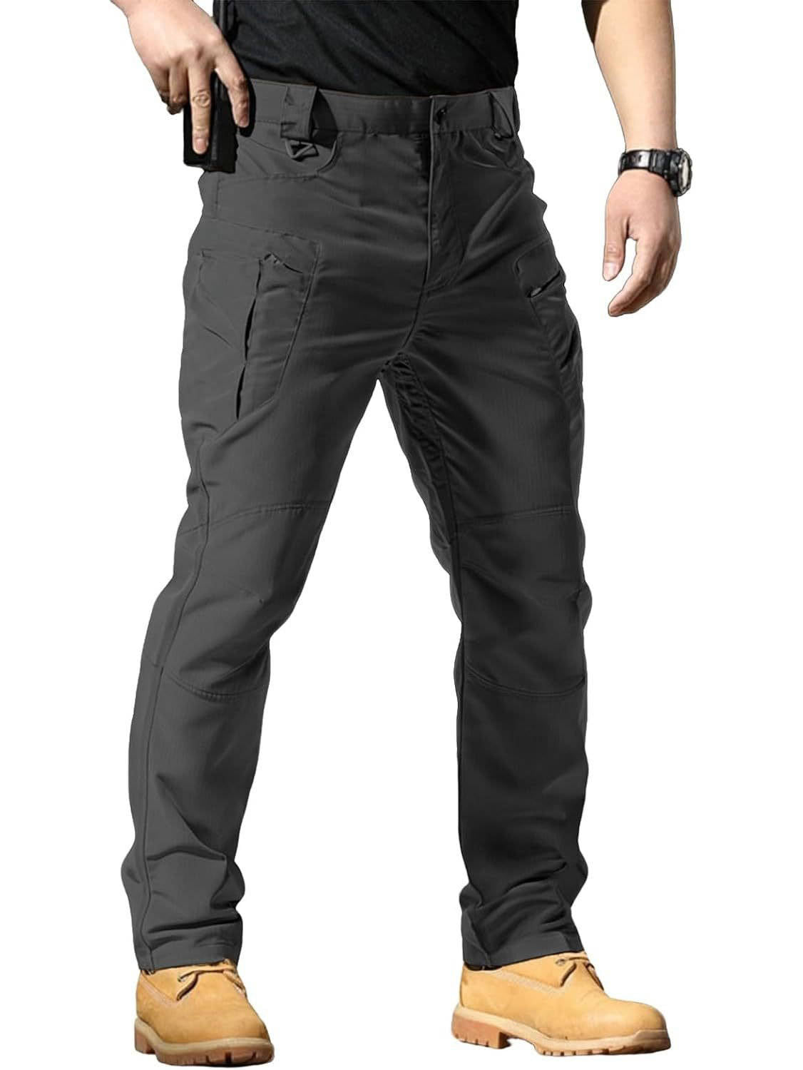 Mens Weatherproof Work Pants, Waterproof Ripstop Cargo Pants, Lightweight Stretch Hiking Outdoor Work Trousers