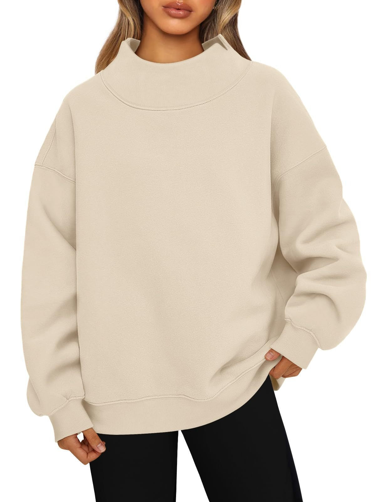 Women's Mock Neck Sweatshirt, Oversized Pullover, Long Sleeve Soft Fleece Fall Outfit for Travel, Work, Lounge and Daily Wear 2026