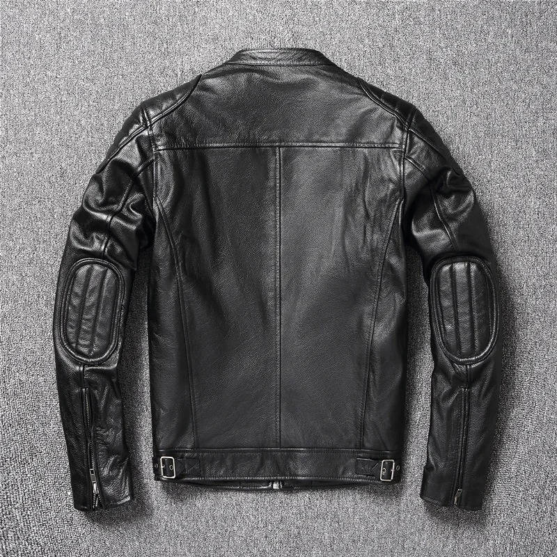 Quilted Motorcycle Jacket with Snap Collar and Four Pockets, Full Length Zipper