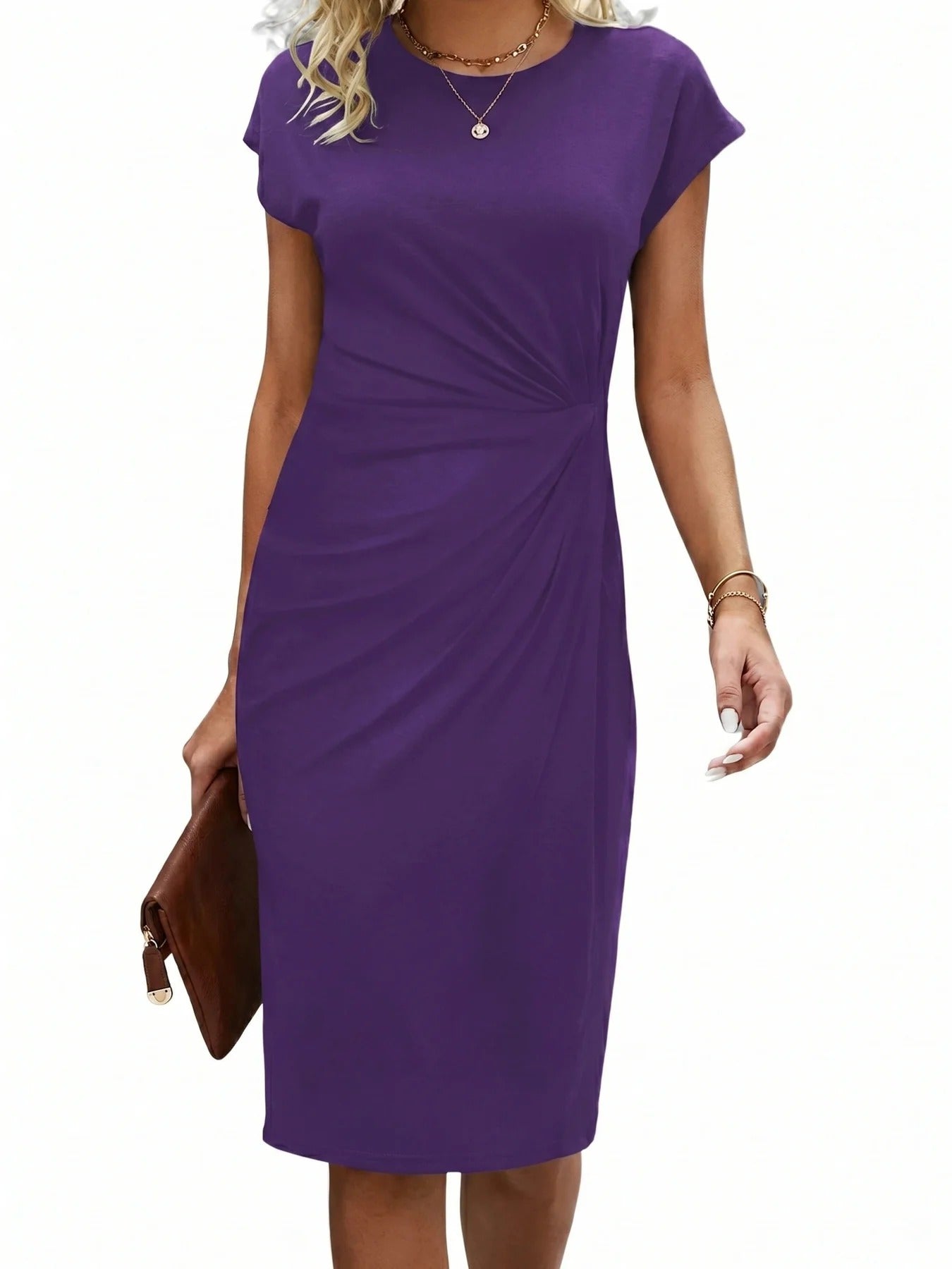 Women's Elegant Midi Dress, Flattering Midi Length Dress for Work and Leisure