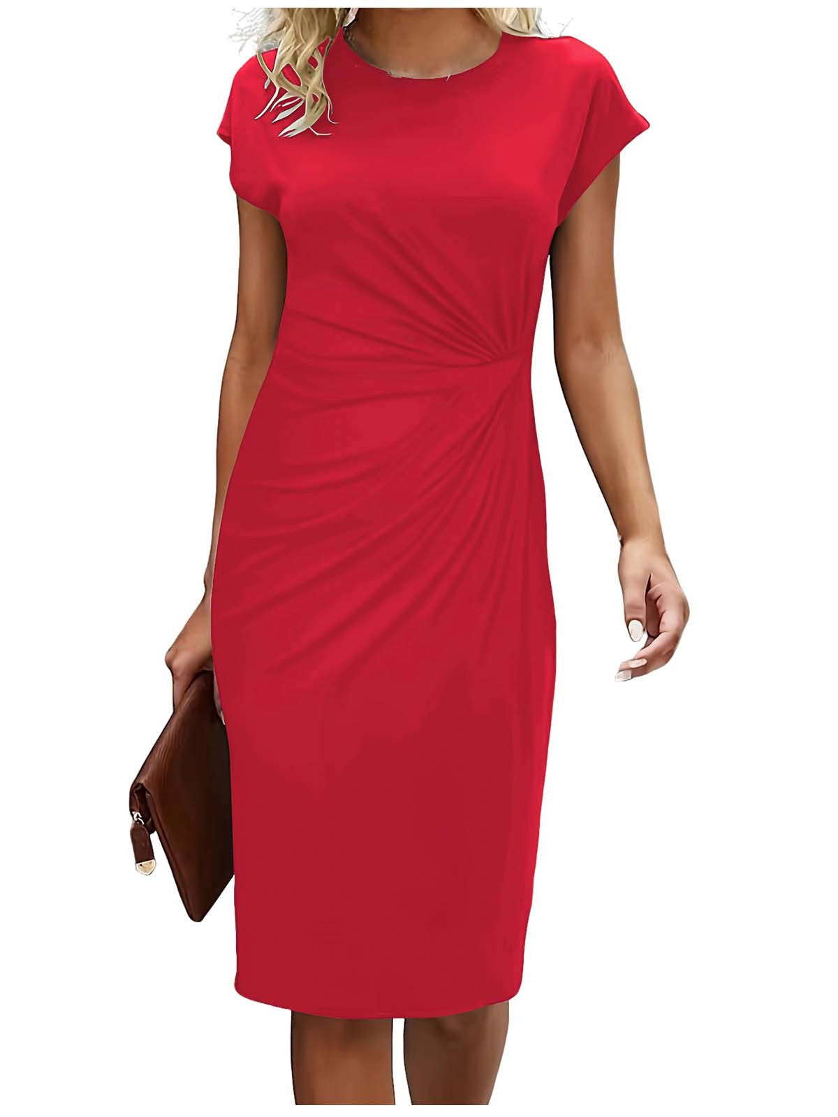 Women's Elegant Midi Dress, Flattering Midi Length Dress for Work and Leisure