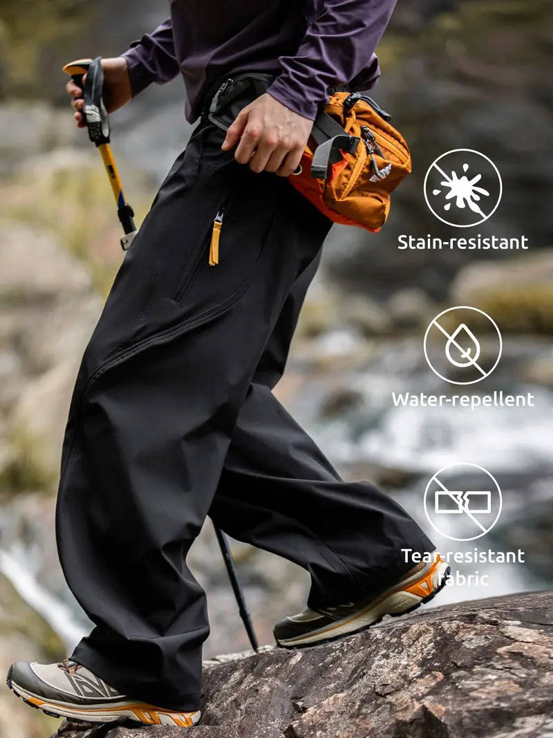 Unisex Water Resistant Cargo Pants, Lightweight Breathable Hiking Pants, Expandable Straight Fit Outdoor Trousers