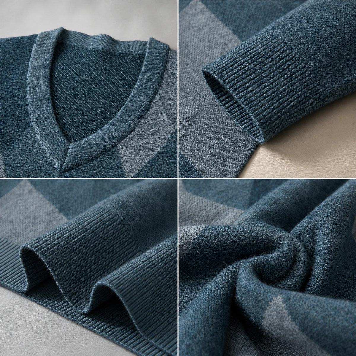 Men’s Argyle V Neck Sweater