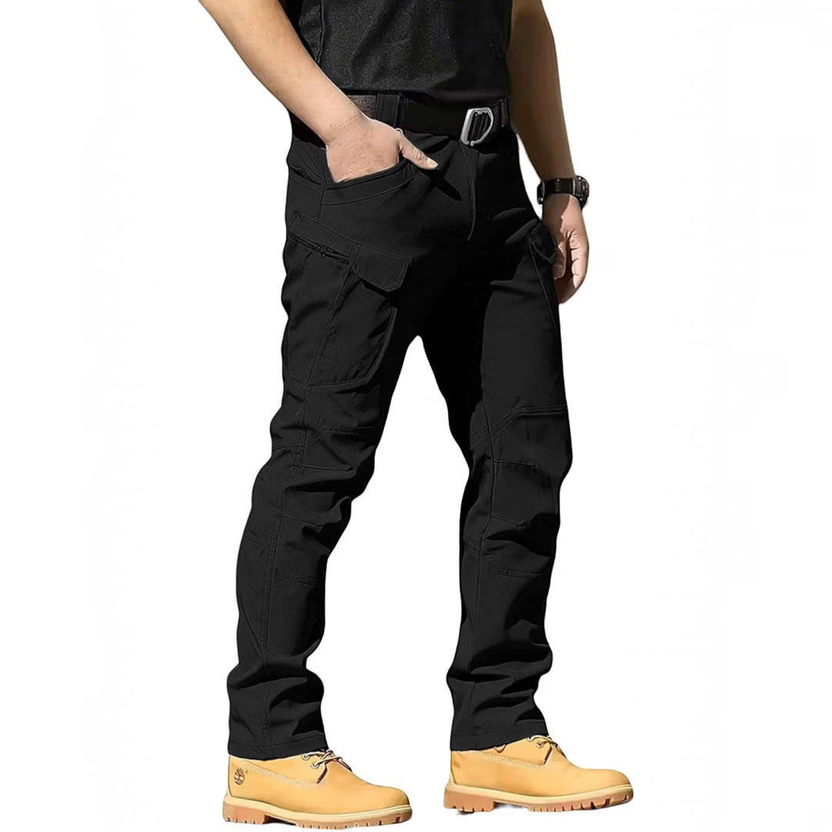 Mens Weatherproof Work Pants, Stretch Waterproof Cargo Pants, Durable Hiking Work Trousers with Multiple Pockets