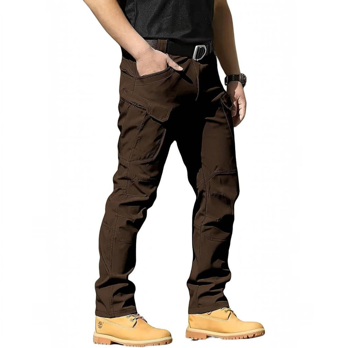 Mens Weatherproof Work Pants, Stretch Waterproof Cargo Pants, Durable Hiking Work Trousers with Multiple Pockets