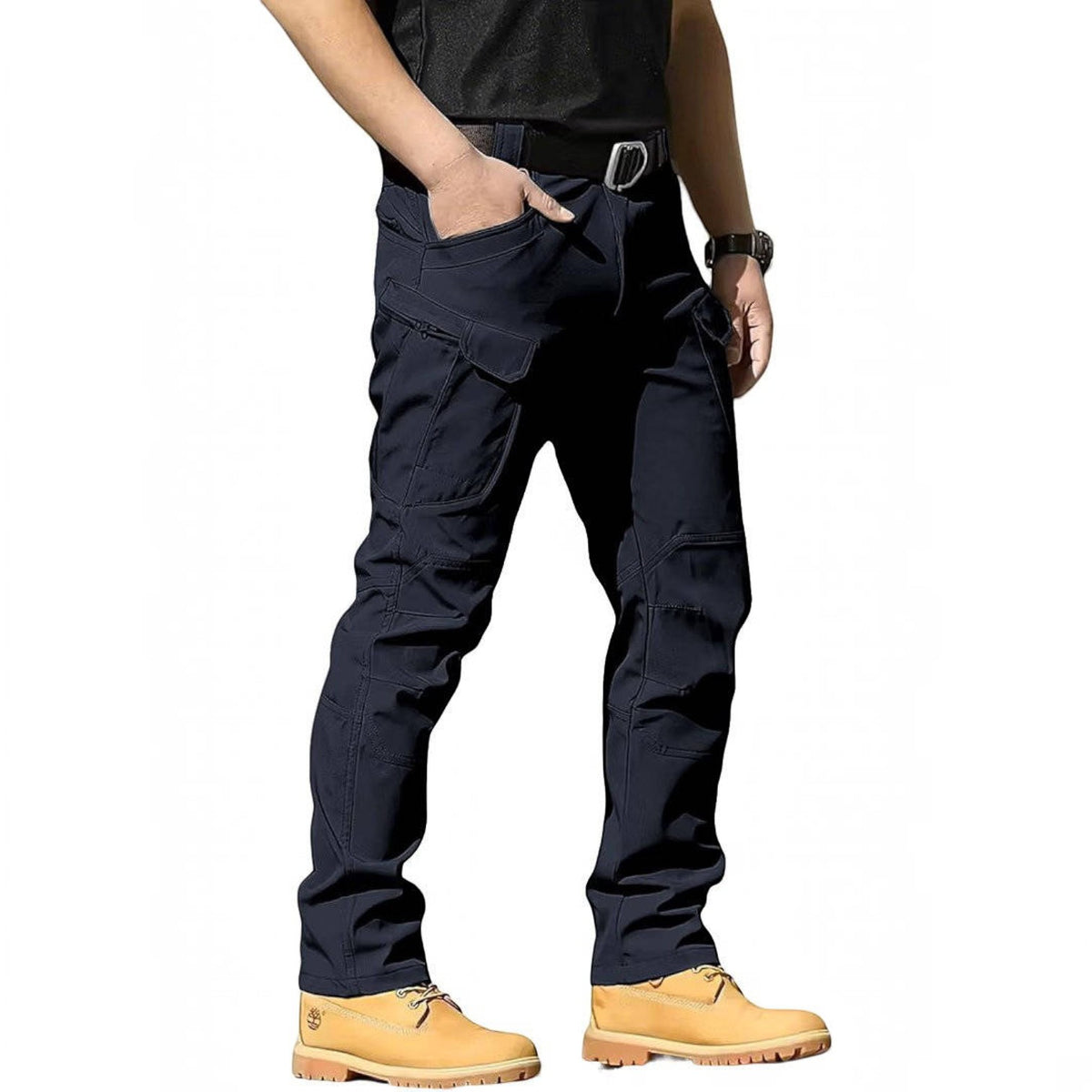 Mens Weatherproof Work Pants, Stretch Waterproof Cargo Pants, Durable Hiking Work Trousers with Multiple Pockets