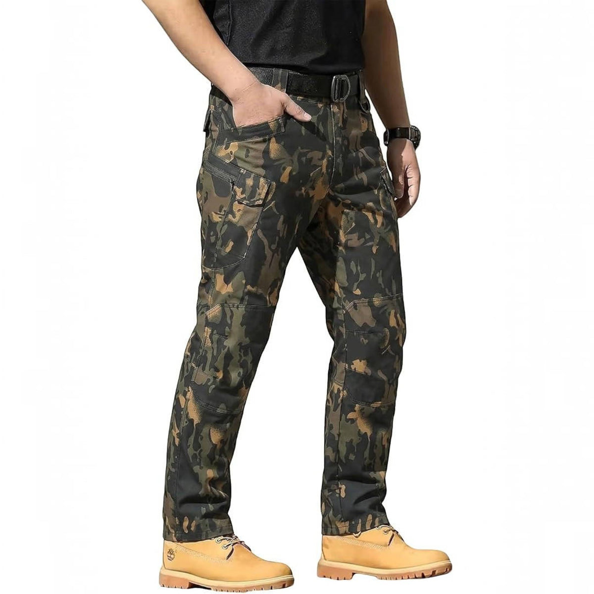 Mens Weatherproof Work Pants, Stretch Waterproof Cargo Pants, Durable Hiking Work Trousers with Multiple Pockets