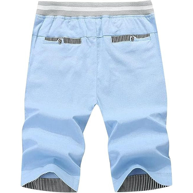 Men's Casual Beach Shorts, Drawstring Summer Swim Trunks, Lightweight Elastic Waistboard Shorts with Pockets
