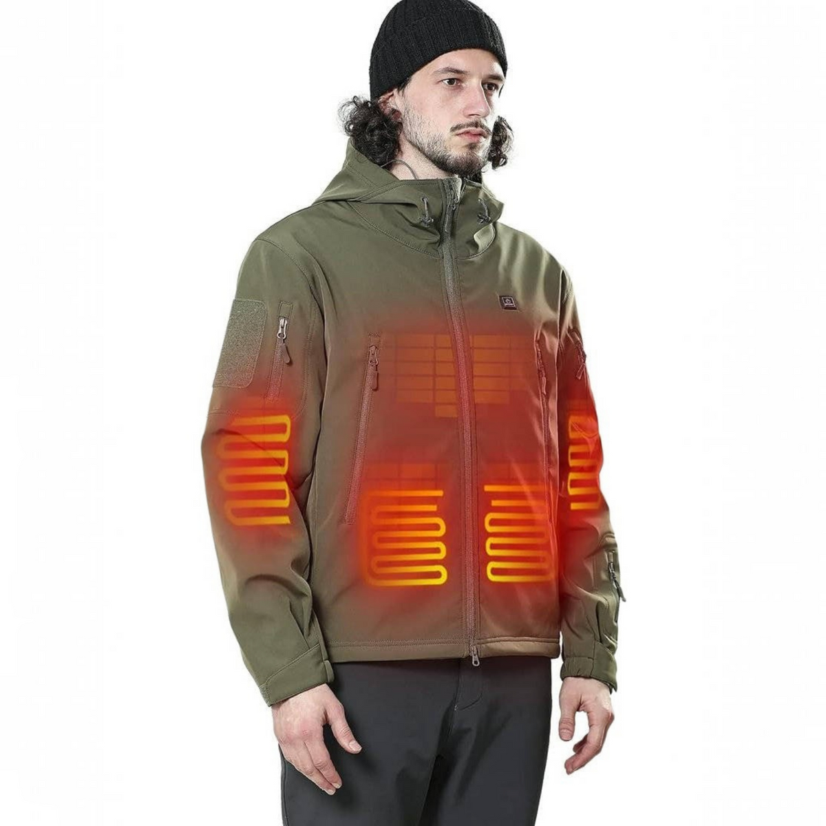 Heated Jacket for Men, 12V Battery Powered Electric Heated Coat for Outdoor Winter Use