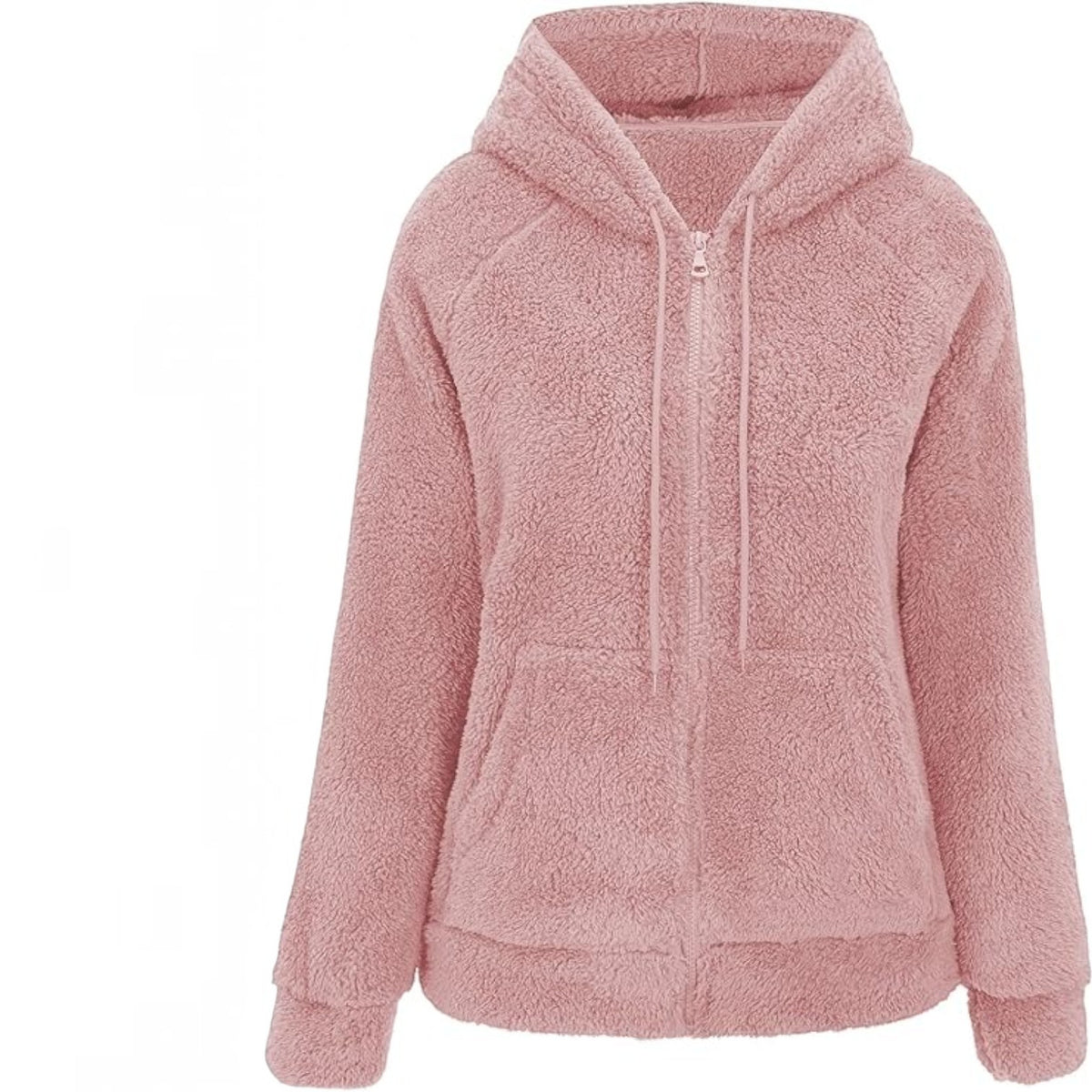 Womens Sherpa Faux Fur Jacket, Hooded Fleece Short Coat, Warm Winter Outerwear