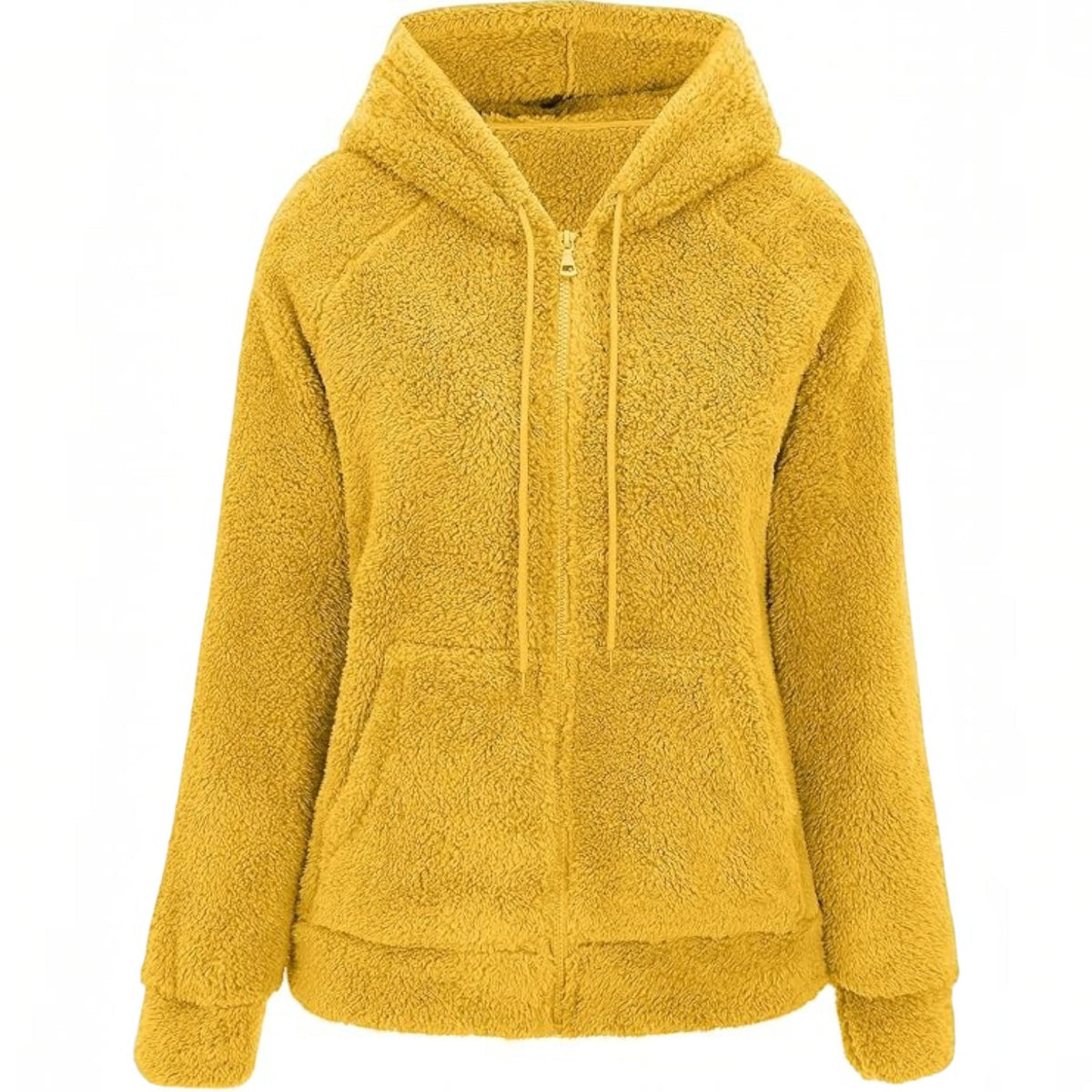 Womens Sherpa Faux Fur Jacket, Hooded Fleece Short Coat, Warm Winter Outerwear
