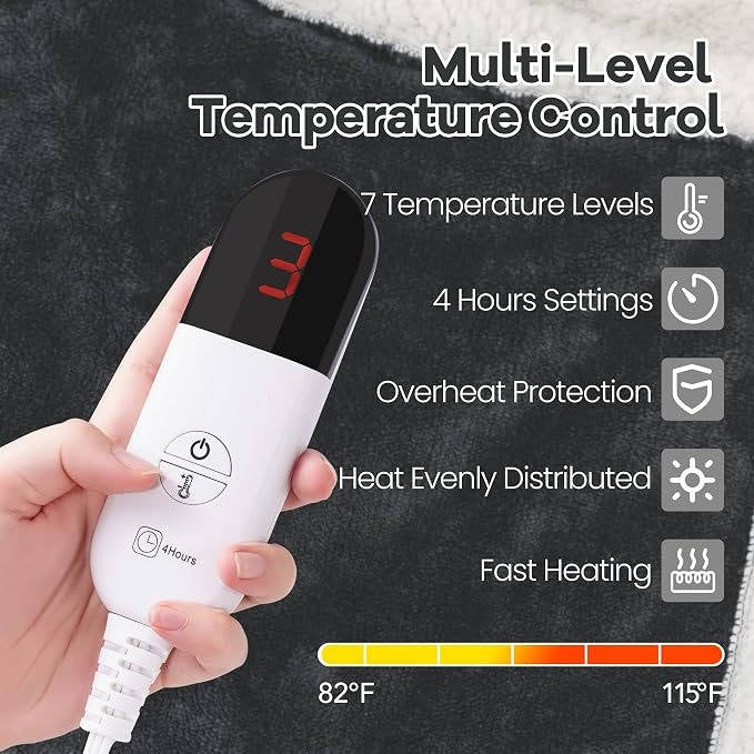 Heated Wearable Blanket, Electric Snuggle Blanket with Sleeves & Foot Pocket for Cozy Home Comfort