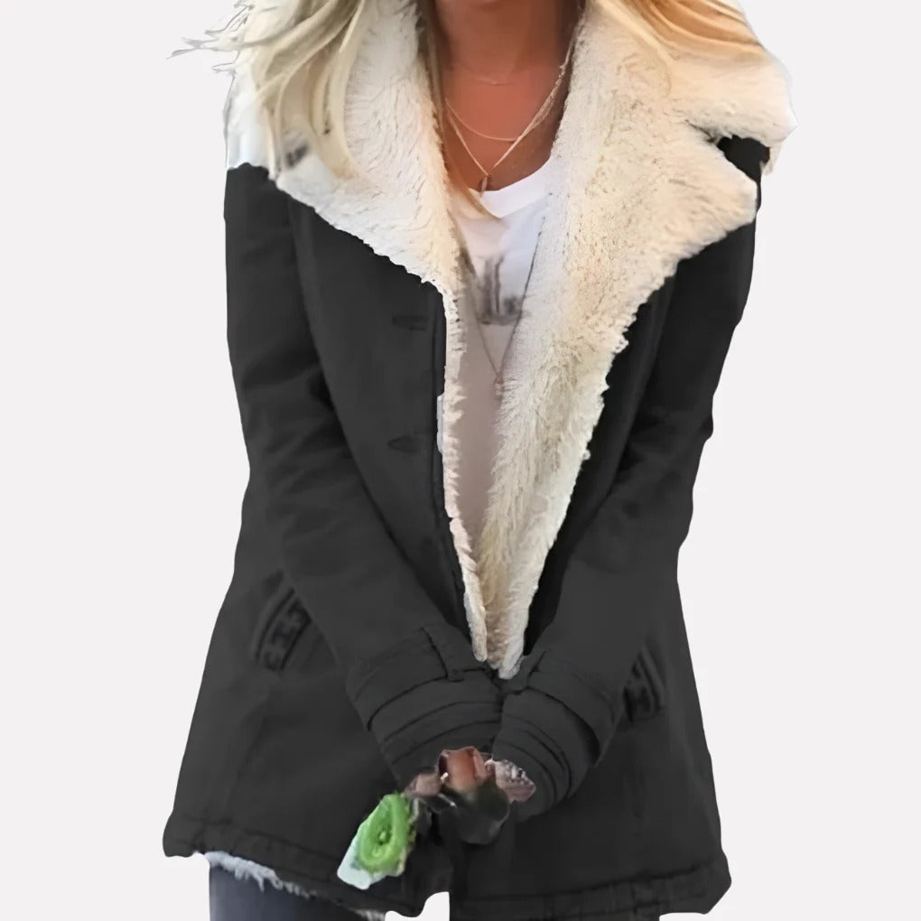 Womens Sherpa Lined Jacket with High Collar