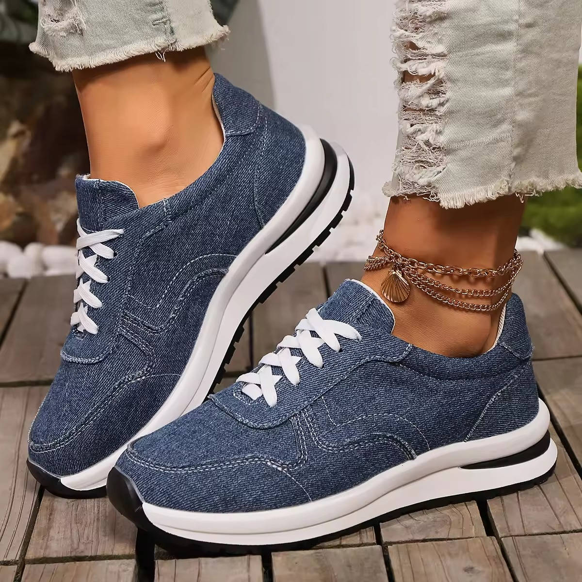 Orthopedic Denim Sneakers, Arch Support Comfort Shoes for Walking and Daily Use