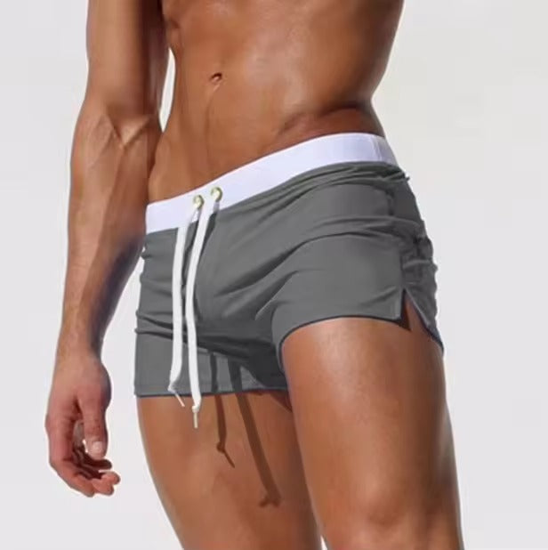 Men's Swim Trunks, Quick Dry Slim Fit Swim Shorts, Drawstring Beach Swimwear with Zipper Pocket