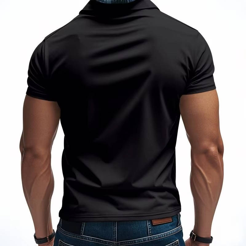 Men's Casual Polo Shirt, Business Casual Short Sleeve Tee, Lightweight Slim Fit Solid Color Polo Top