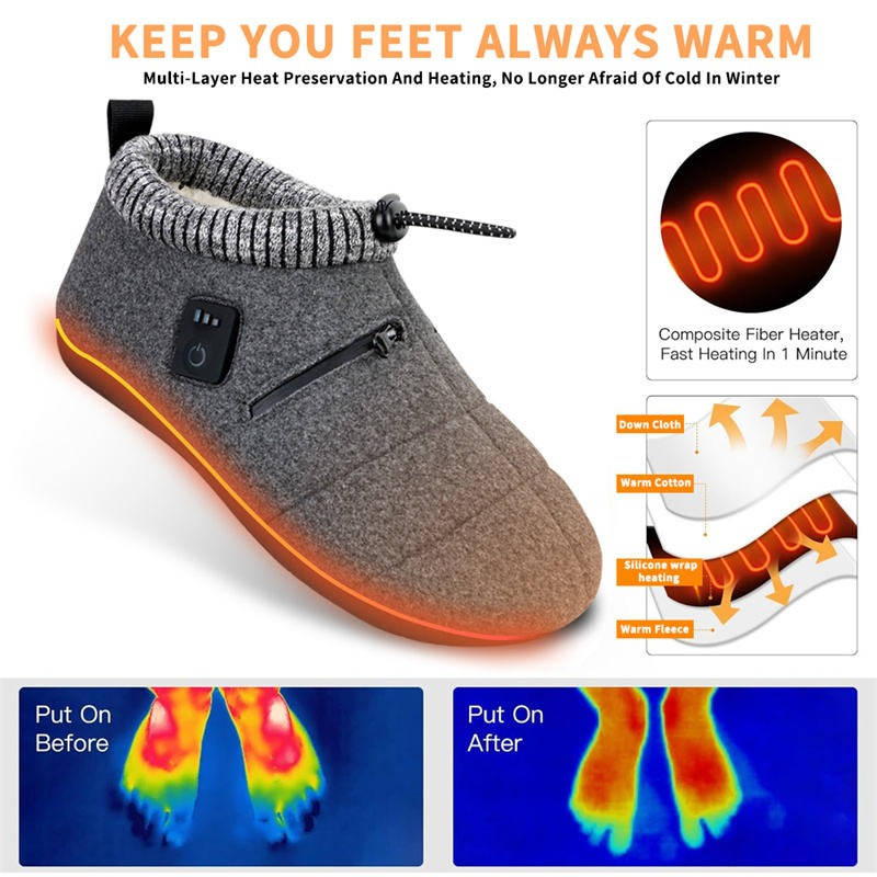Heated Slippers for Men & Women, Rechargeable Electric Slippers with 3 Heat Settings, 11 Hour Warmth, 2000mAh Battery