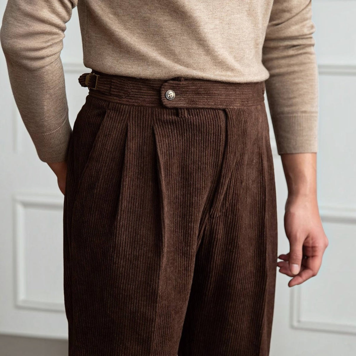Mens Corduroy Dress Pants, Classic Fit, Soft Ribbed Fabric Formal Casual Trousers