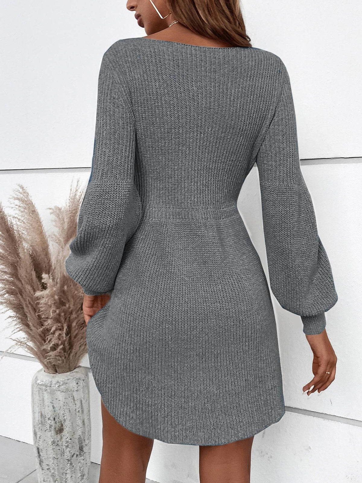 Womens Ribbed Sweater Dress, Long Sleeve Mini Dress for Fall Winter Casual Wear