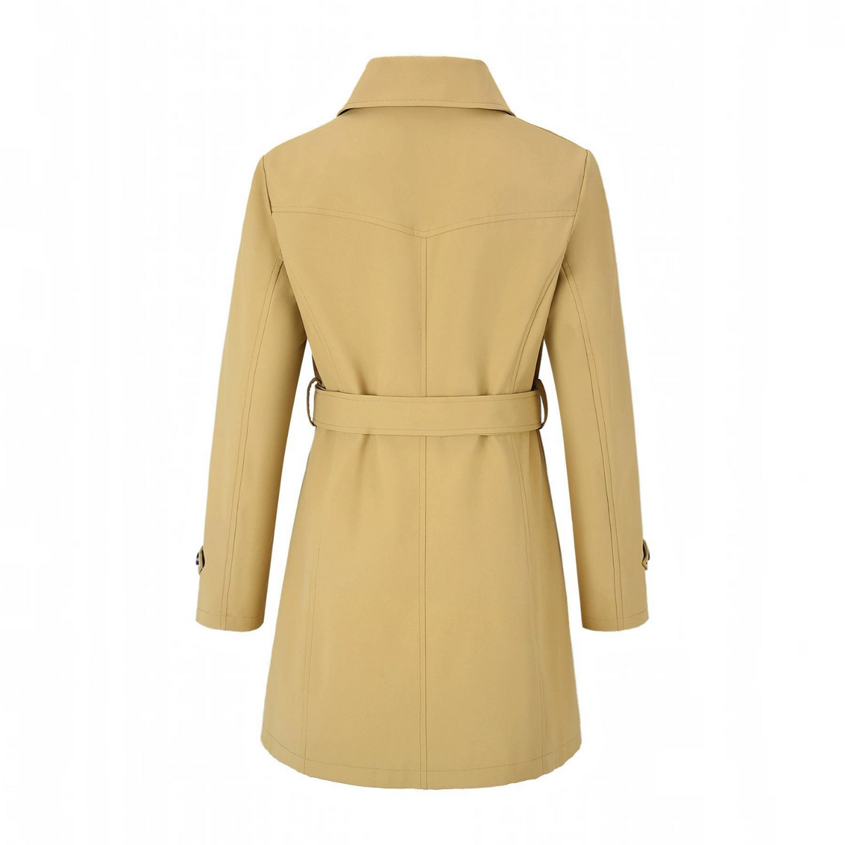 Womens Trench Coat, Classic Lapel, Belted Outerwear