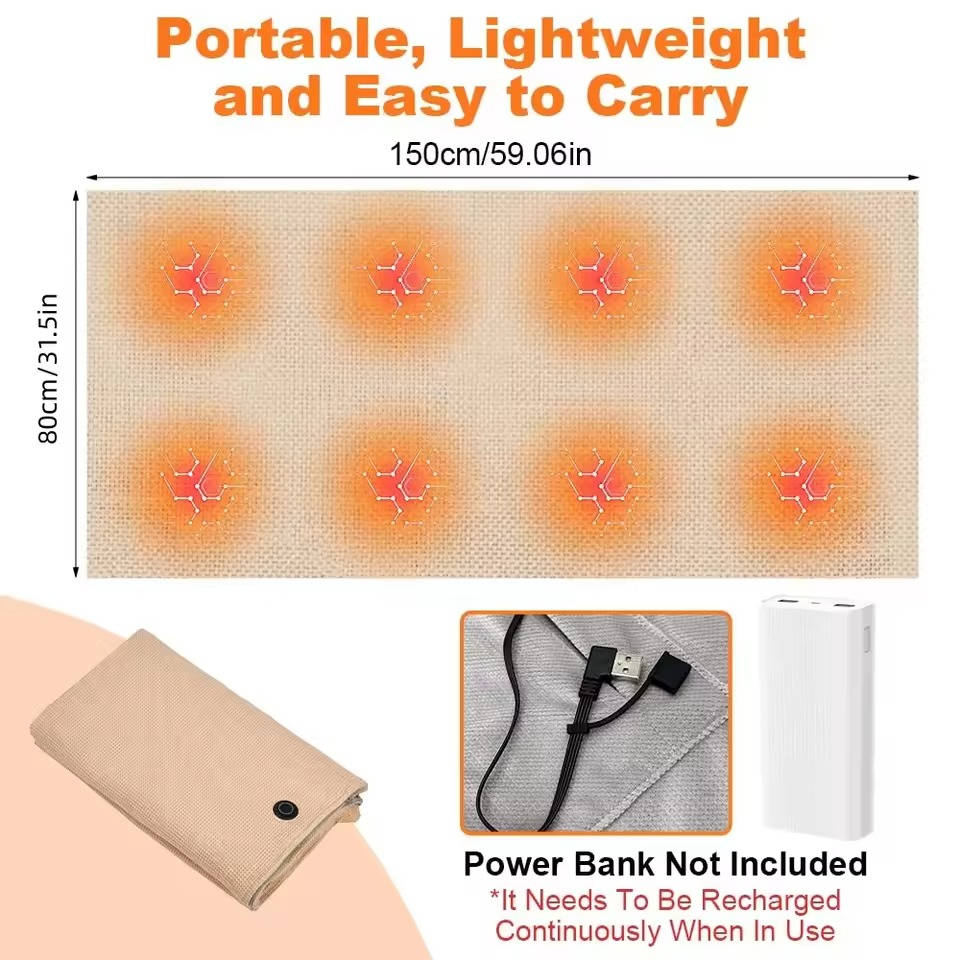 Electric Heating Shawl with 8-Zone Carbon Fiber and 3 Temperature Settings