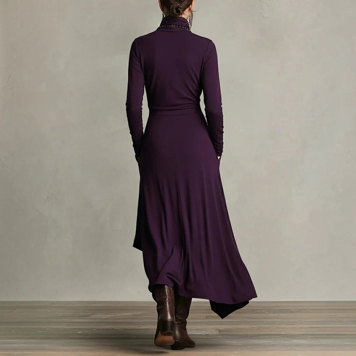 Womens High Neck Maxi Dress, Elegant Long Dress, Sophisticated Formal Occasion Wear