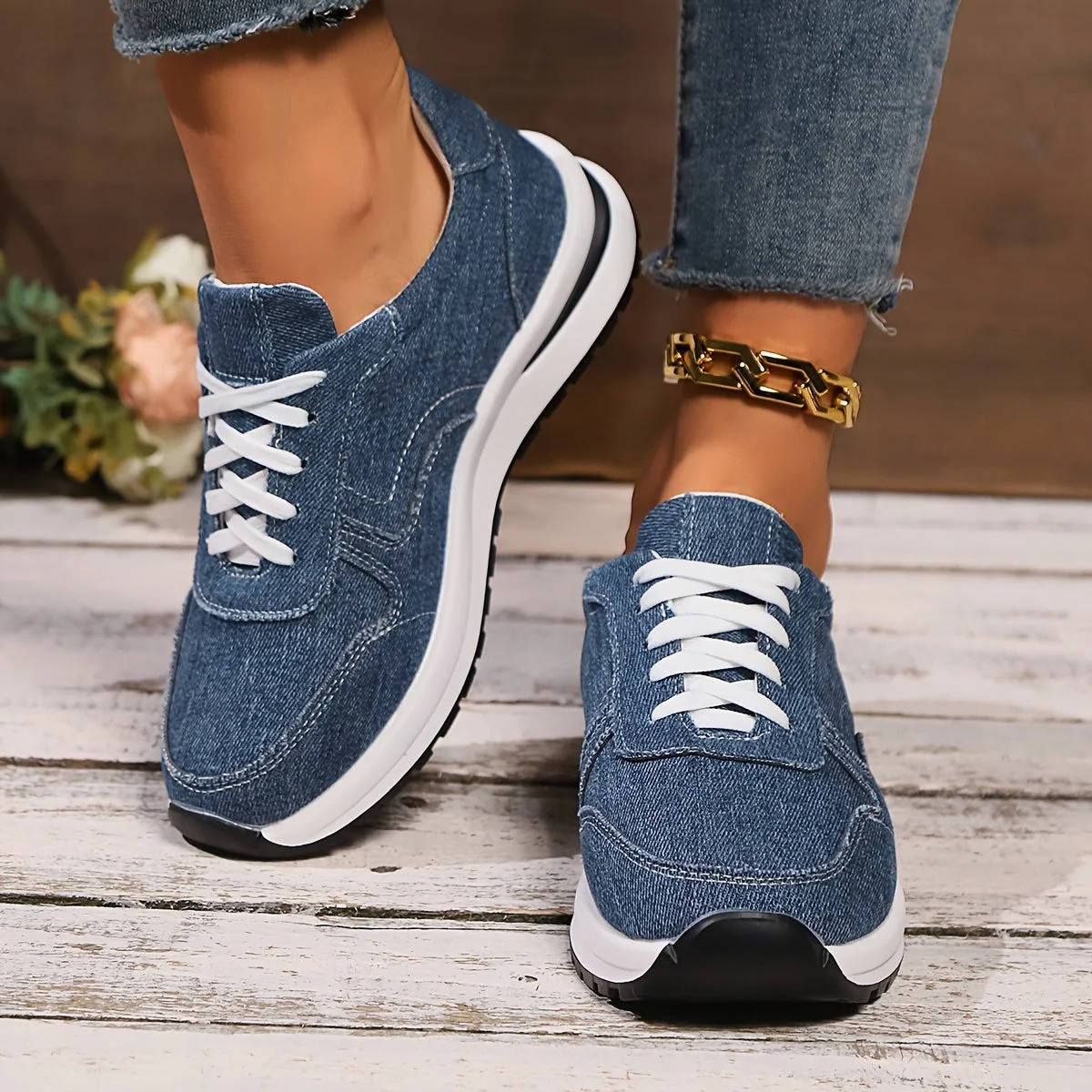Orthopedic Denim Sneakers, Arch Support Comfort Shoes for Walking and Daily Use