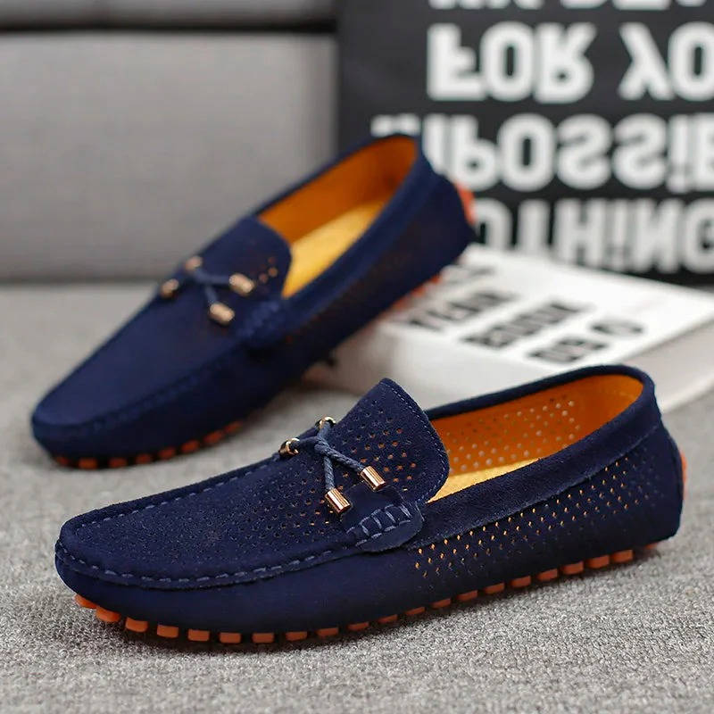 Men's Perforated Slip on Loafers, Breathable Driving Shoes, Casual Hollow Out Summer Moccasins