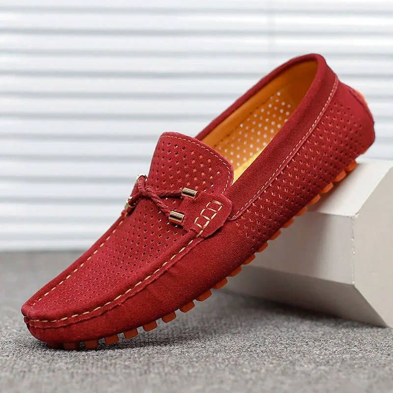Men's Perforated Slip on Loafers, Breathable Driving Shoes, Casual Hollow Out Summer Moccasins