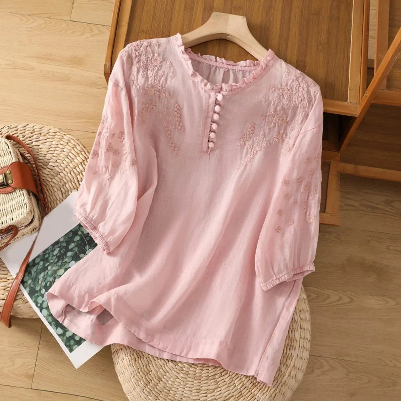 Floral Button Front Blouse, Stylish Women’s Casual Shirt for Daily Fashion
