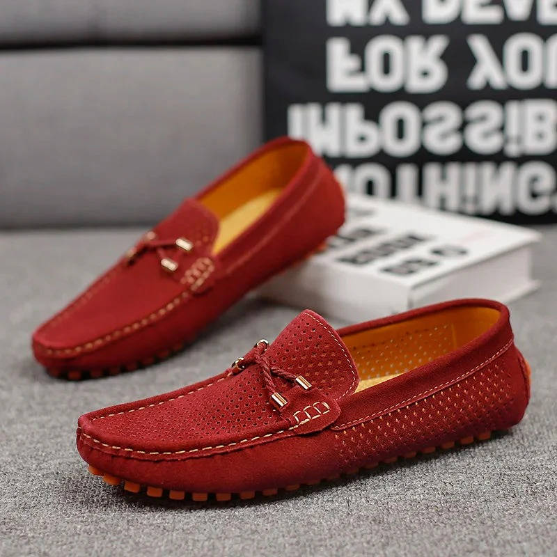 Men's Perforated Slip on Loafers, Breathable Driving Shoes, Casual Hollow Out Summer Moccasins