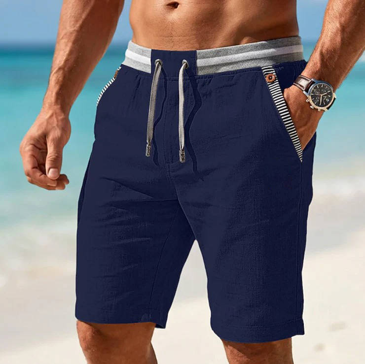 Men's Casual Beach Shorts, Drawstring Summer Swim Trunks, Lightweight Elastic Waistboard Shorts with Pockets