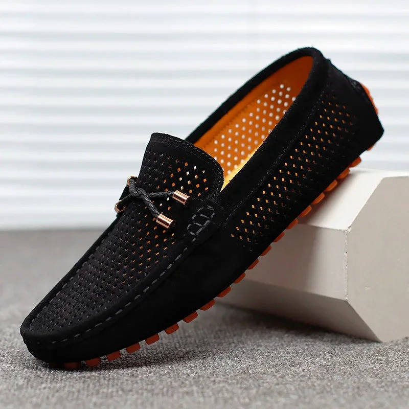 Men's Perforated Slip on Loafers, Breathable Driving Shoes, Casual Hollow Out Summer Moccasins