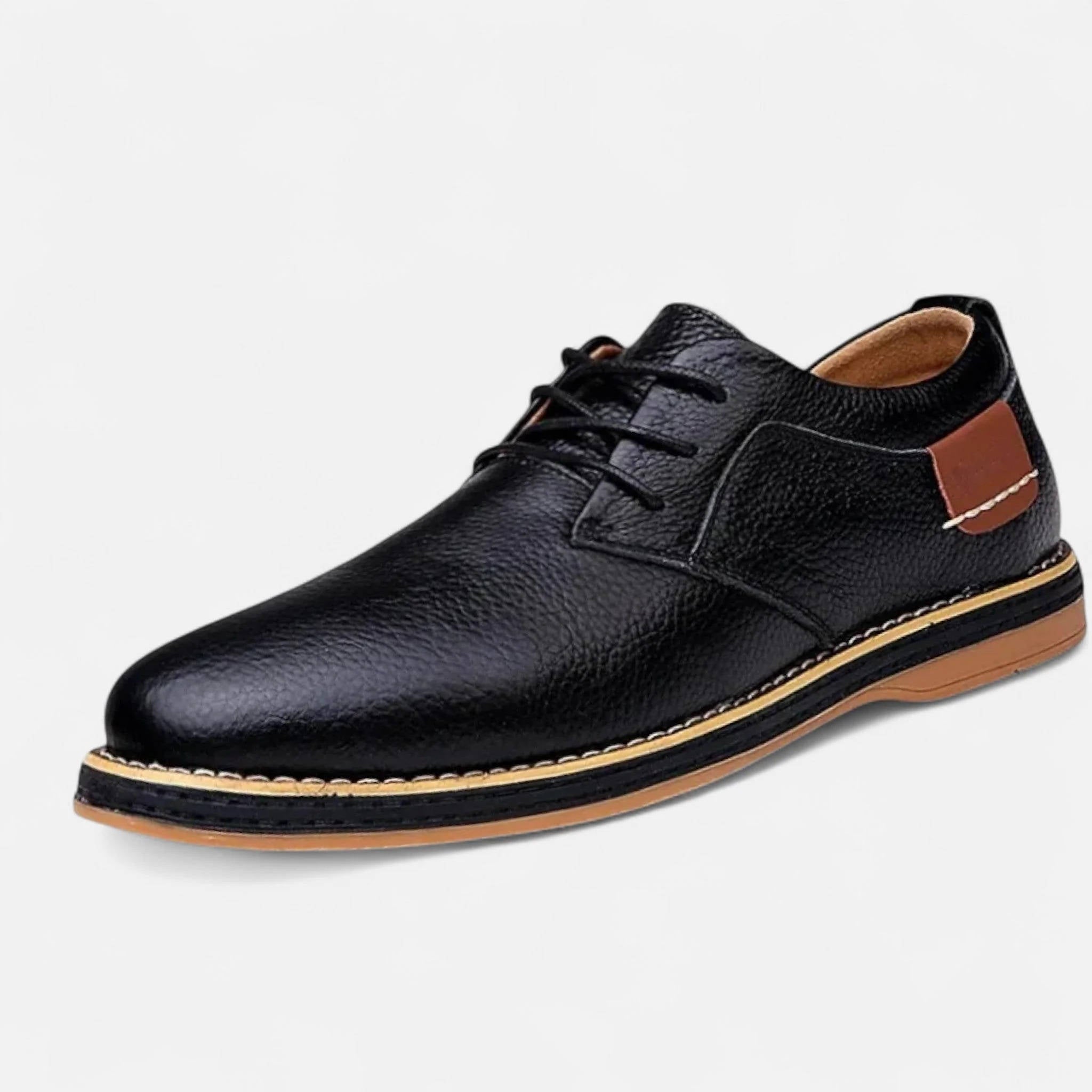 Men's Leather Oxford Shoes, Lace Up Casual Dress Shoes, Comfortable Textured Walking Shoes
