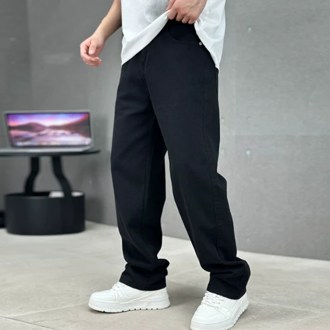 Mens Straight Leg Jeans with Natural Waistband and Full Range Motion