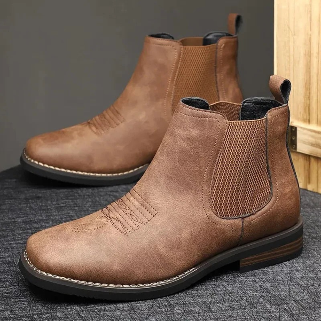 Mens Slip On Chelsea Boots with Contoured Footbed and Grip Sole, Synthetic Upper