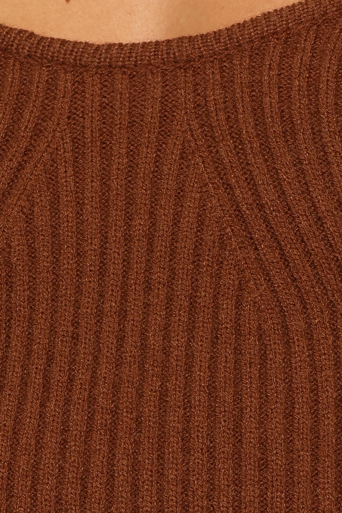 KNITWEAR Gia Sweetheart Neck Bell Sleeve Knit Sweater - Chocolate