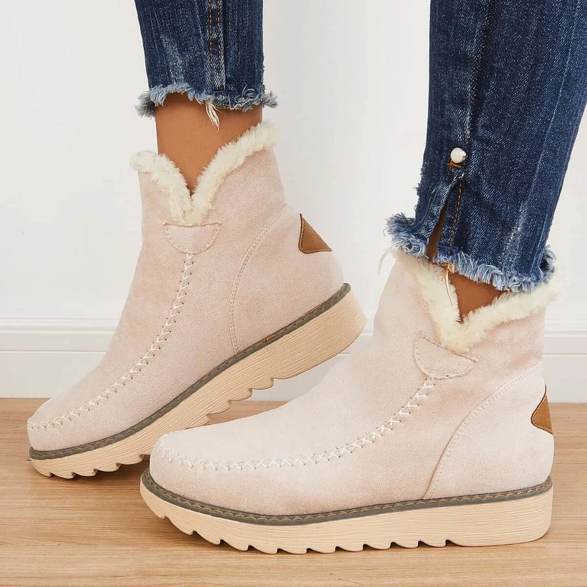 Womens Warm Winter Ankle Boots with Soft Faux Fur Lining