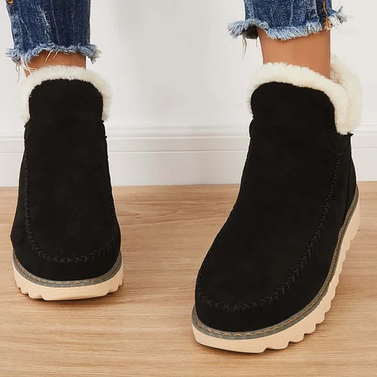 Womens Warm Winter Ankle Boots with Soft Faux Fur Lining