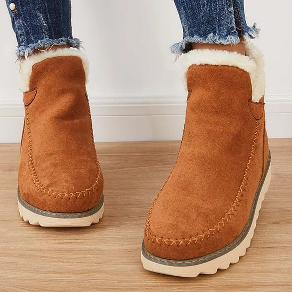 Womens Warm Winter Ankle Boots with Soft Faux Fur Lining