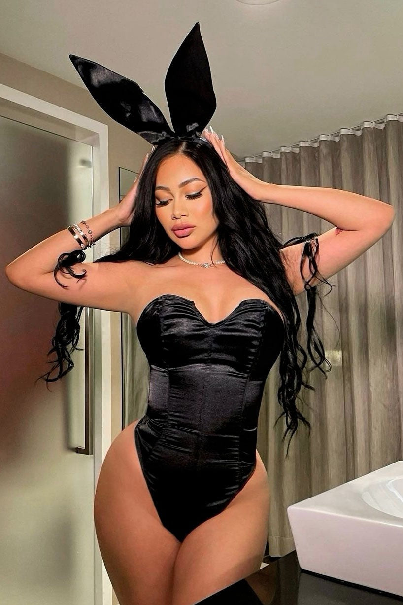 Bunny Costume Set with Bodysuit and Ear Headband for Women