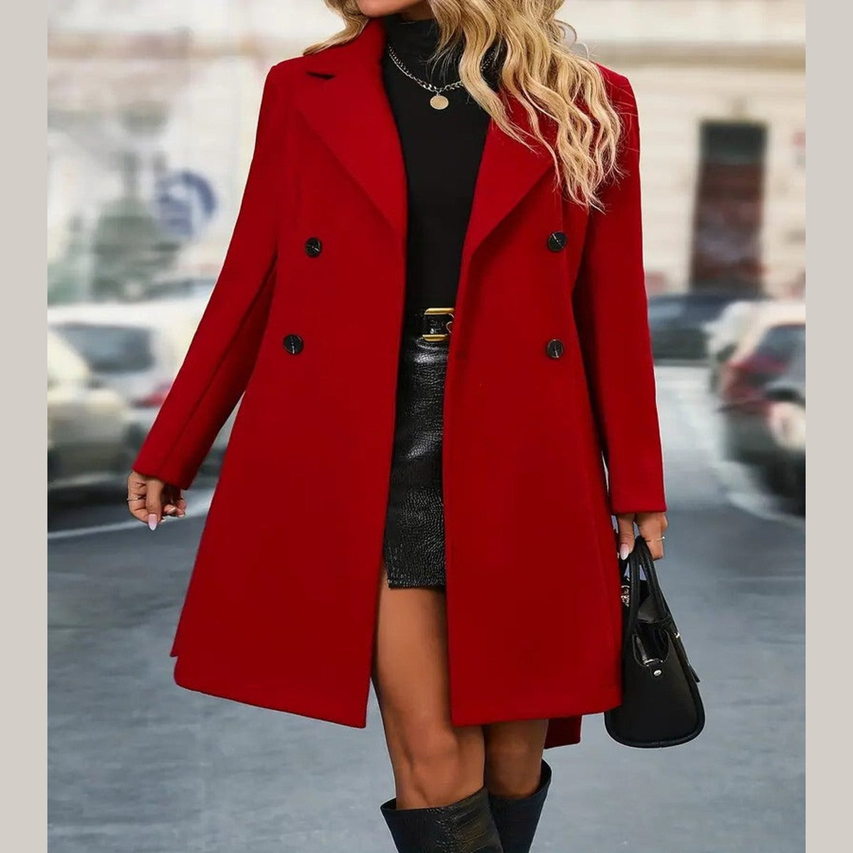 Classic Double Breasted Trench Coat with Adjustable Waist Belt