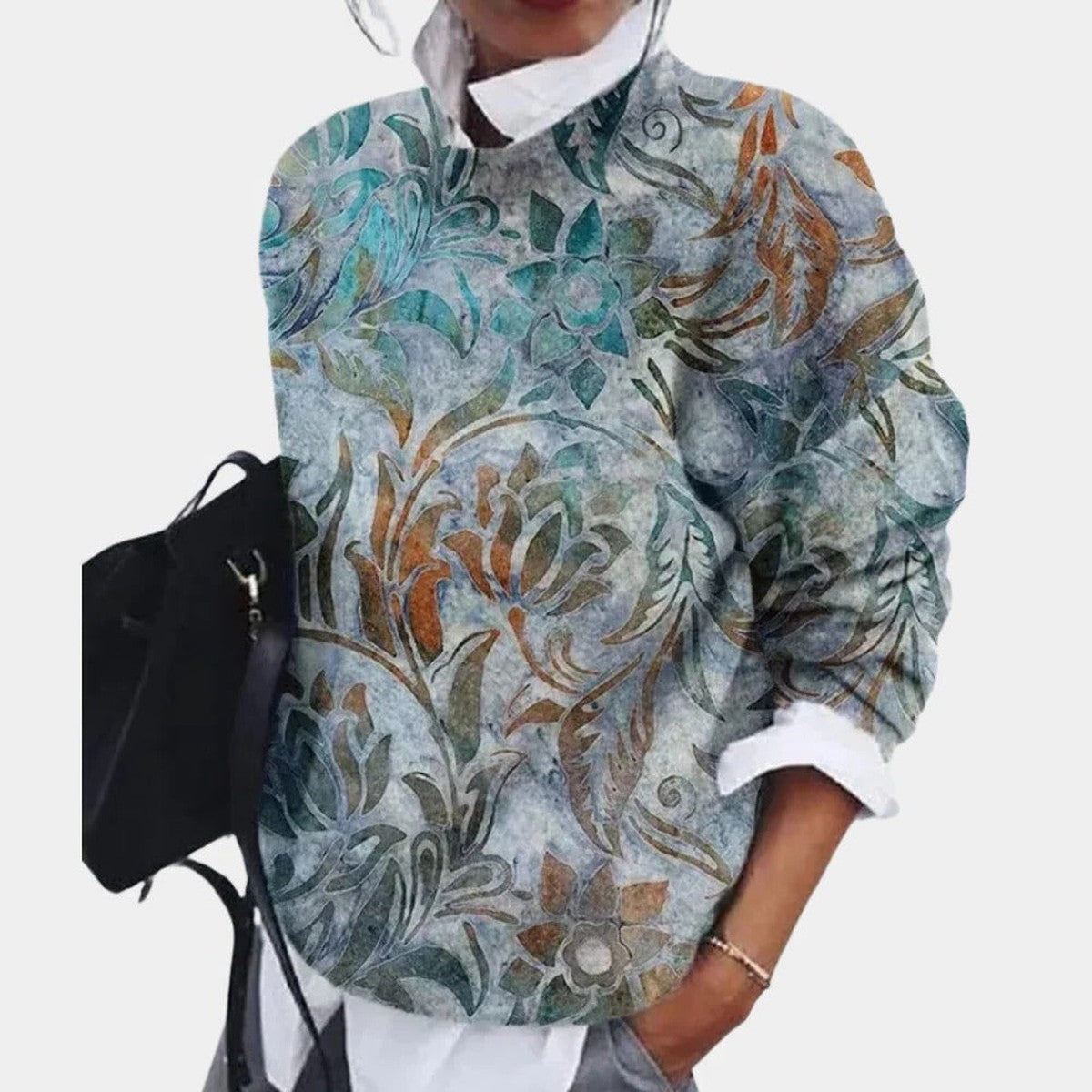 Women Crew Neck Knit Cardigan Sweater with Button Front and Long Sleeves