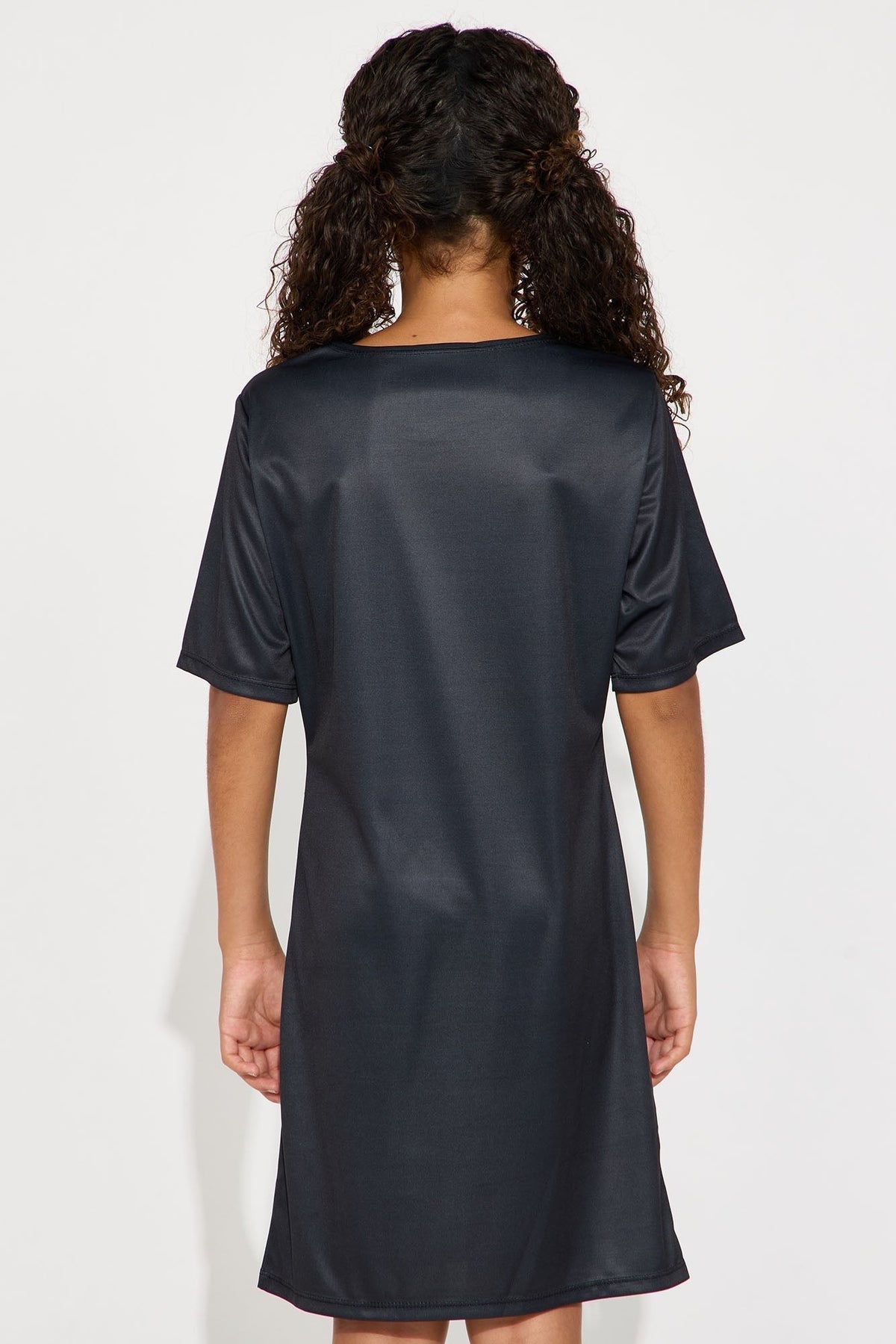 Children's Black Skeleton Bone Dress with Short Sleeves and Front Pockets