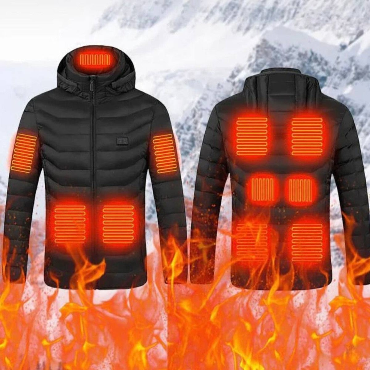 USB Thermal Heated Winter Coat with Detachable Hood and Multiple Heating Zones