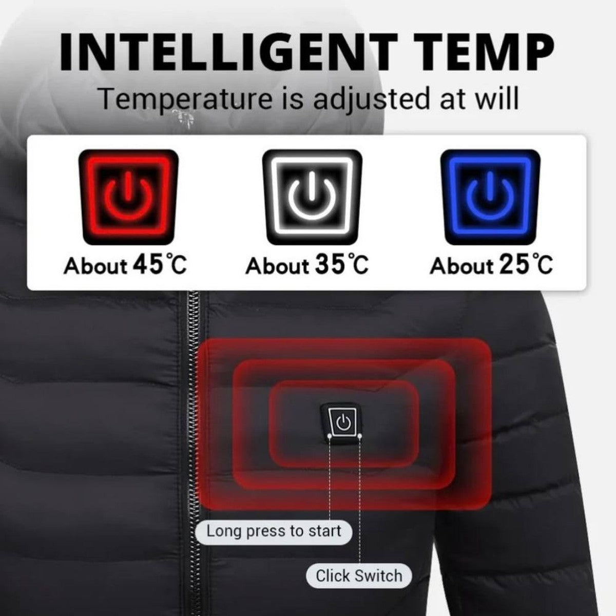 USB Thermal Heated Winter Coat with Detachable Hood and Multiple Heating Zones