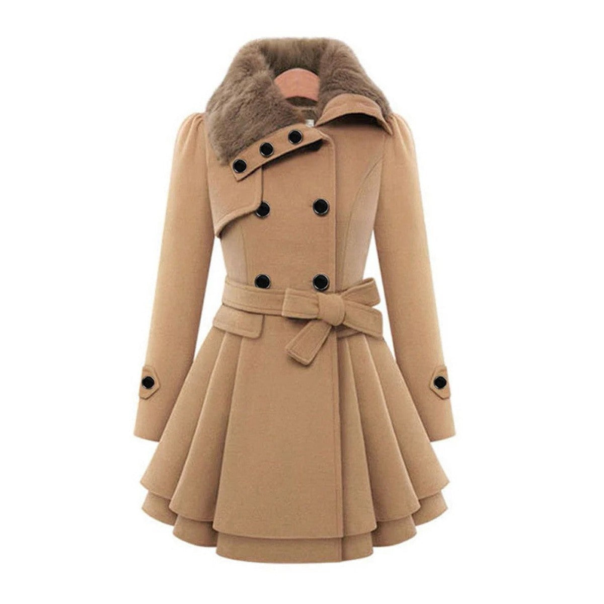 Womens Quilted Parka Puffer Jacket with Faux Fur Trimmed Hood