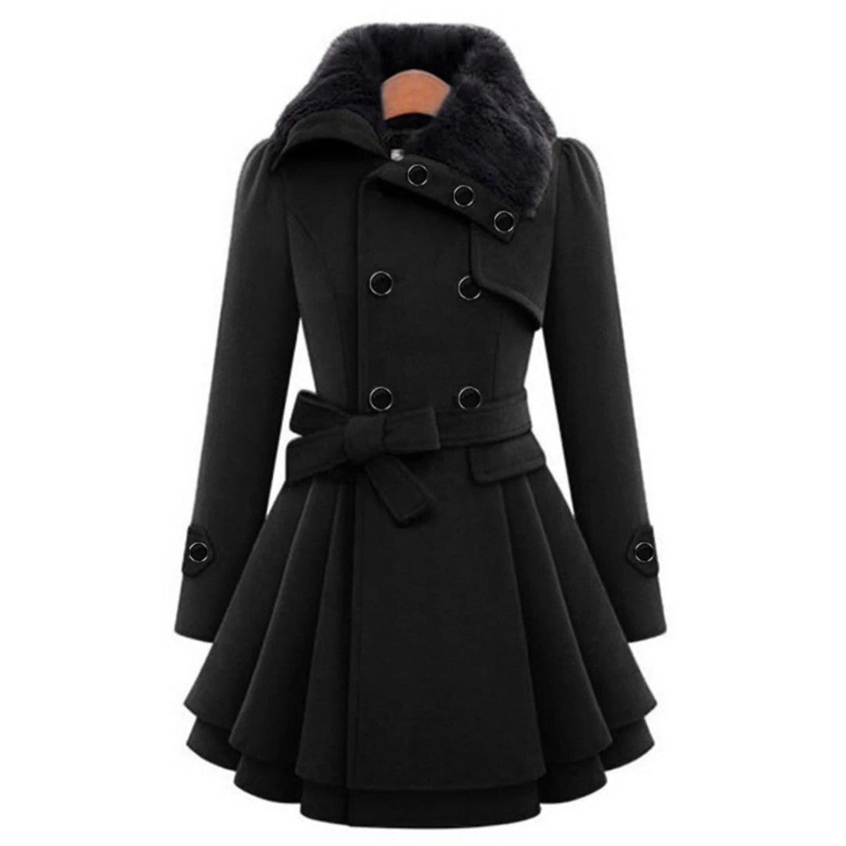 Womens Quilted Parka Puffer Jacket with Faux Fur Trimmed Hood