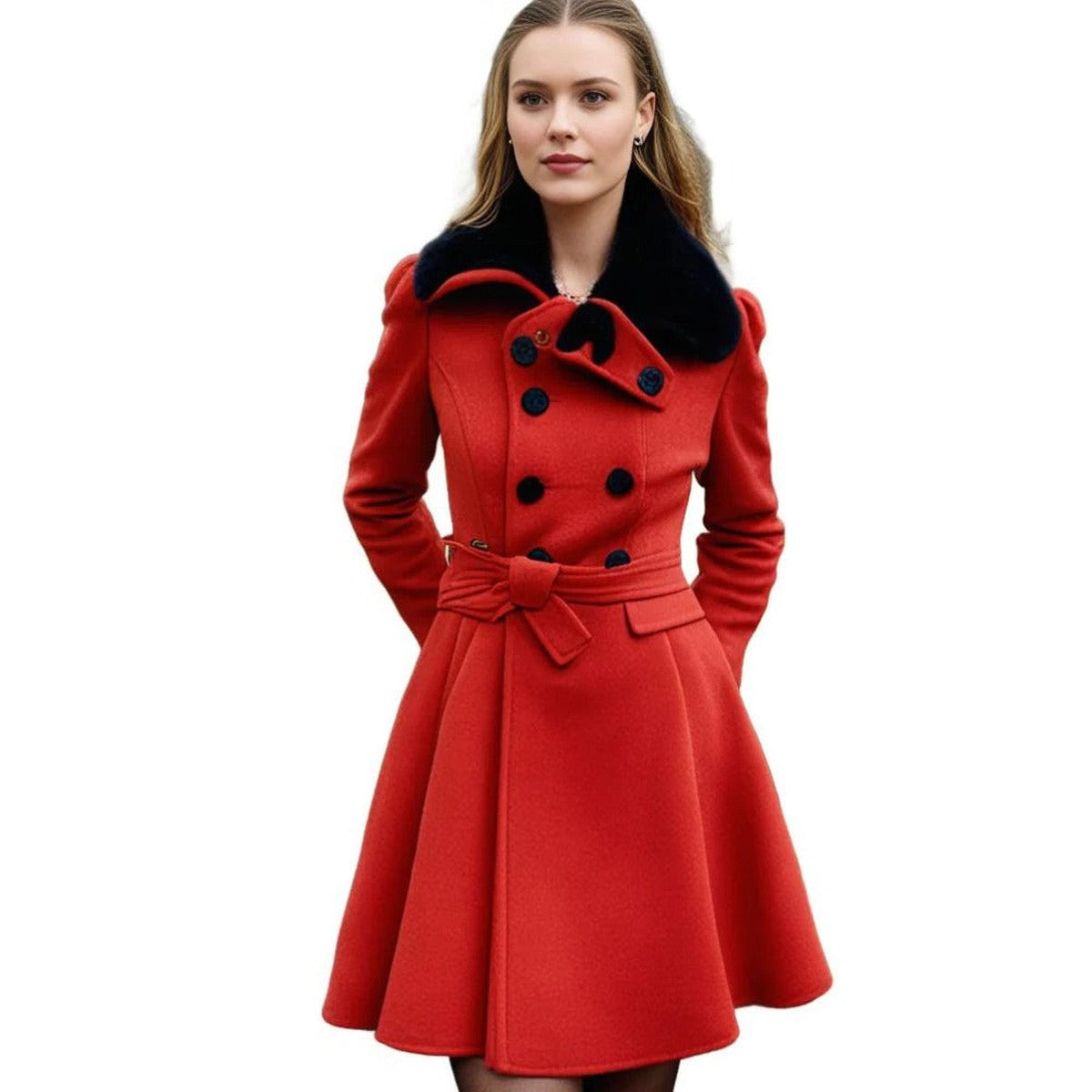 Womens Quilted Parka Puffer Jacket with Faux Fur Trimmed Hood